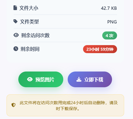 阅后自焚文件分享 上传文件并设置访问次数，达到次数后或者24小时后自动销毁